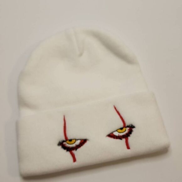 NWOT Pennywise Adult Sized White Embroidered Beanie - Picture 1 of 5